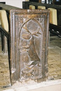 Trent Church - bench end - stag